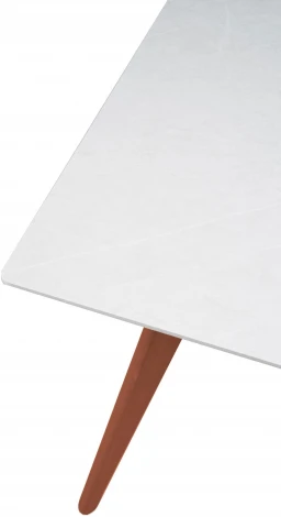 Стол R-Home Лунд 960*960 мрамор Бьянко Темный орех