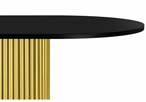 Кухонный стол Notta Барон О 160 х 90 черная пленка шагрень / золотые ноги