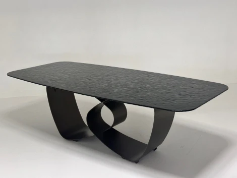 Стол ТОВЕ (TOVE) 240 цвет ЧЕРНЫЙ (GREY), стекло BUBBLE / Шоколадное золото ®DISAUR M-City 64662