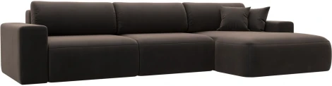 Диван угловой Лига-036 НПБ Классик Лонг правый угол (Коричневый/Велюр) Лига Диванов арт.121394