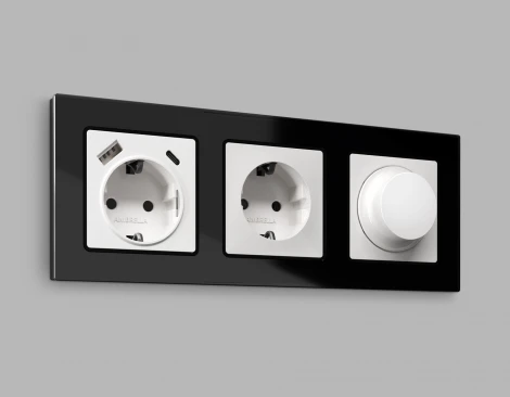 Лицевая панель Ambrella Volt ALFA (Белый глянец) для светорегулятора универсального QUANT AP1055