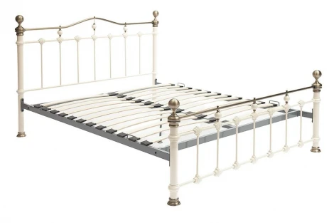 Кровать металлическая DIANA Антич. белый (Ant. White)/Античн.медь (Ant. Brass)