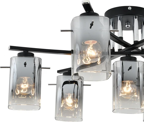 Потолочная люстра на штанге Escada Iberis 1101/7P Black 7x40Вт E27, металл/стекло, черный (220V)