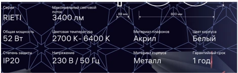 Потолочная люстра светодиодная с ДУ Ritter Rieti 52360 4