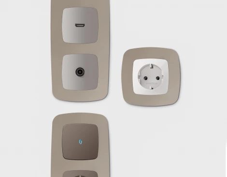 Рамка Ambrella Volt OMEGA Ecta (Серо-бежевый матовый) 3-ая OF140363