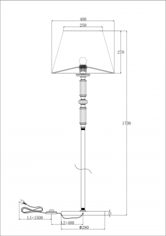 Торшер Maytoni Riverside MOD018FL-01CH (220V, выключатель)