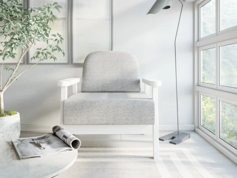 Кресло Arsko Флори белая эмаль рогожка серая