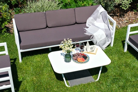 Лаунж-зона из алюминия со столиком из HPL 5-местная 4SIS Эстелья Indoor-4SiS-2412