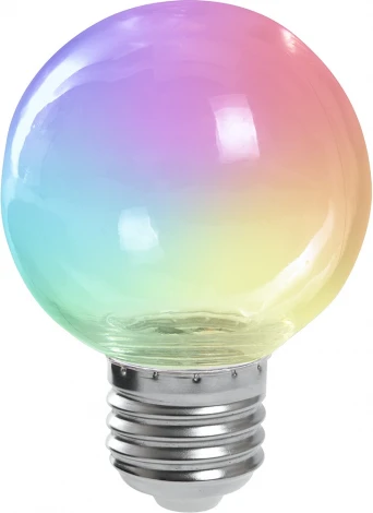 Лампочка светодиодная RGB разноцветный шар E27 3W Feron 38130