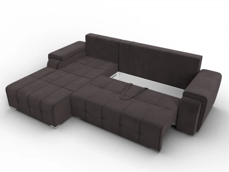 Диван угловой Лига-121 левый угол (ДСП,Брус,Велюр/Коричневый) Лига Диванов 137349L