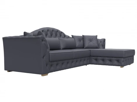 Диван угловой Артис правый угол (Брус,Рейка/Пластик/Экокожа/Серый) Лига Диванов 128033