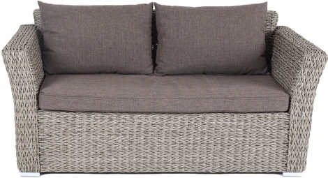 "Капучино" диван из искусственного ротанга (гиацинт) двухместный, цвет серый 4SIS арт.УТ-00003002