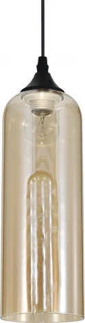 Подвесной светильник Escada Yumbilla 2110/1S Amber 1х40Вт Е27, металл/стекло, черный, янтарный плафон (220V, на проводе, круглые)