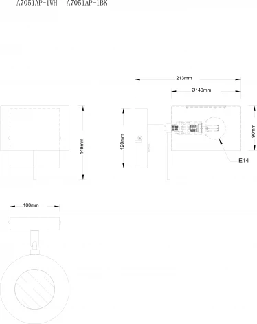Бра Arte Lamp Sebastian A7051AP-1WH (220V, выключатель)