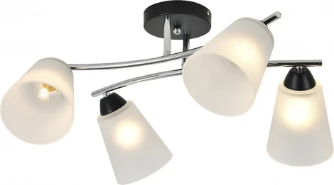 Потолочная люстра на штанге Escada Lavatera 2132/4P 4х60Вт E27, металл/стекло, хром/черный, матовый плафон (220V)