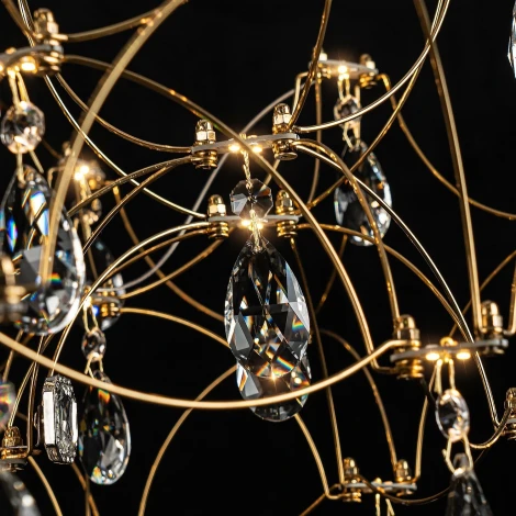 Подвесная люстра светодиодная хрустальная с пультом с регулировкой цветовой температуры Modelux MODELUX ML.7815.750P GD