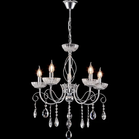 Подвесная люстра Reluce 04202-0.4-05 CR (220V, подвески, на цепи, подсвечник, свеча)