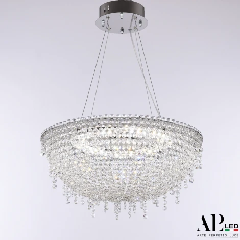 Подвесная люстра светодиодная с пультом APL LED Sicilia SH501.0.50.B.LED-DIM.Ni (220V, хрусталь, на тросе, круглые)