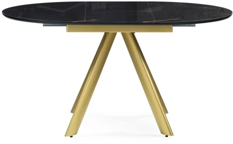 Стеклянный стол Woodville Галвестон 100х76 обсидиан / черный / золото 532392