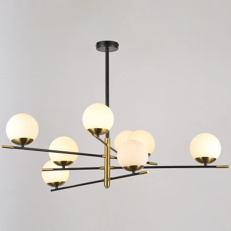 Потолочная люстра на штанге ILLUMICO IL0063-8P-79 BK COP (220V, шар)