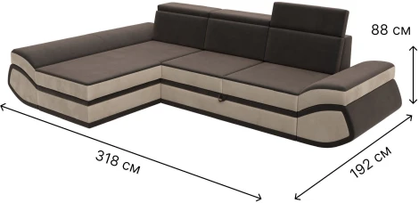 Диван угловой Лига-032 левый угол (Коричневый,Бежевый/Велюр) Лига Диванов арт.121646L