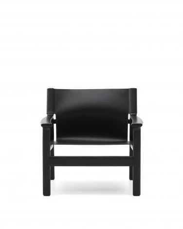 Кресло Jan из переработанной кожи черного цвета и ясеня в черном цвете La Forma (ex Julia Grup) 301336