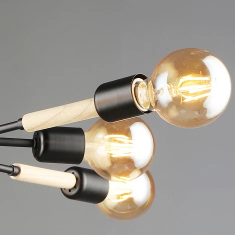 Потолочная люстра на штанге Reluce 99960-0.3-08 BK+WOOD