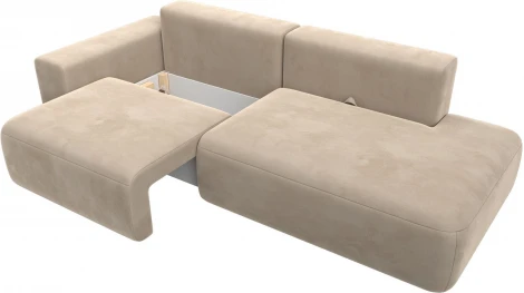 Диван прямой Лига-036 НПБ Модерн подлокотник слева (Бежевый/Велюр) Лига Диванов арт.121339L