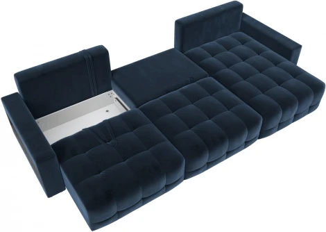 Диван угловой с полками Лига-053 НПБ Лонг Лига Диванов (Велюр) арт.128970