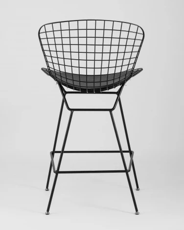 Стул полубарный Stool Group с низкой спинкой Bertoia черный с черной подушкой УТ000004222