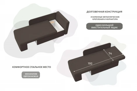 Кушетка Лига-097 (ДВП,ДСП,ЛДСП,Брус/Пластик/Рогожка/Коричневый) Лига Диванов 132571