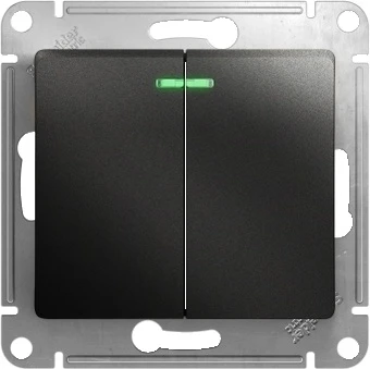 Выключатель встраиваемый двухклавишный с подсветкой (антрацит) Systeme Electric Glossa GSL000753
