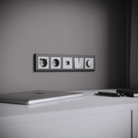 Выключатель двухклавишный проходной с подсветкой (серебряный матовый) Werkel W1122165 (a063616)