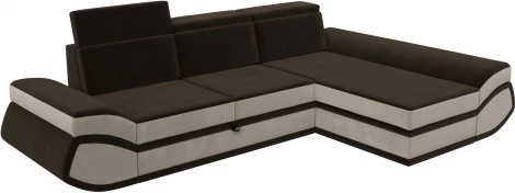 Диван угловой Лига-032 правый угол (Коричневый,Бежевый/Микровельвет) Лига Диванов арт.121654