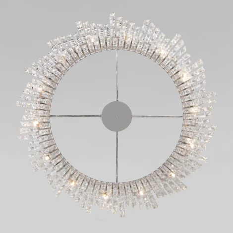 Подвесная люстра Wi-Fi хрустальная Eurosvet Blitz 60159 хром/ прозрачный хрусталь Strotskis хром (220V, управление смартфоном, голосовое управление, умный дом - Minimir Home, Алиса, Маруся, Салют, на цепи)