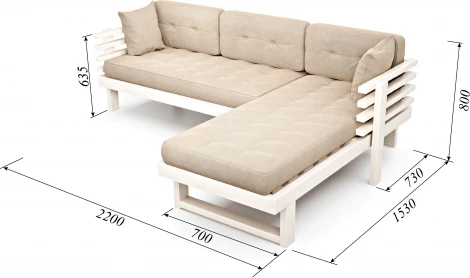 Диван Arsko Стоун Угловой беленый дуб светло-бежевый велюр