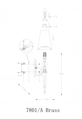 Бра Newport 7800 7801/A brass matt без абажуров