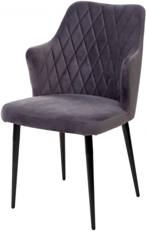 Стул M-City HERMAN СЕРЫЙ #27, велюр / черный каркас