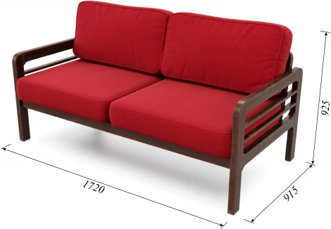 Диван Arsko прямой Бергер Б орех велюр красный