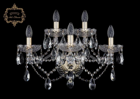 Бра Art Classic 10.21 10.21.3+2.200.XL.Gd.Sp (220V, хрусталь, подвески, подсвечник, свеча)