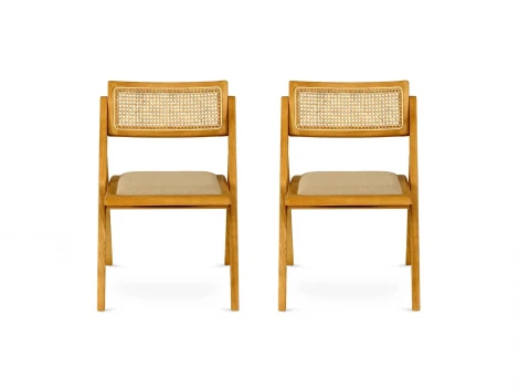 Комплект складных стульев Logan 2 шт. ОГОГО Обстановочка! 966357 (Массив,Дерево,Ротанг/Бежевый)