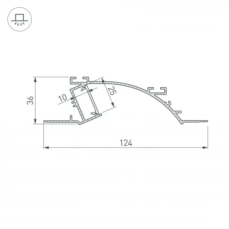 Профиль с экраном ALM-ARC-SINGLE-2000 ANOD+FROST (Алюминий) 029850 Arlight