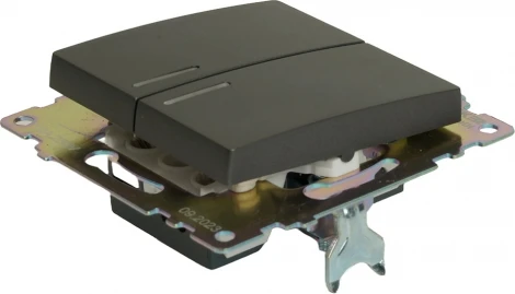 Выключатель двухклавишный с подсветкой (графит) Stekker Катрин 49409