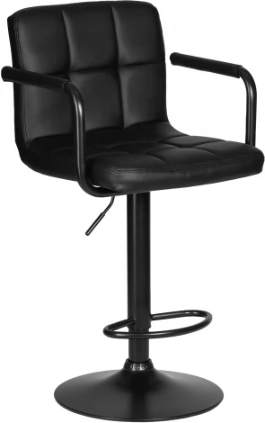 Стул барный DOBRIN KRUGER ARM BLACK (черный) 5011_BlackBase-LM BLACK, цвет сиденья черный, основания черный