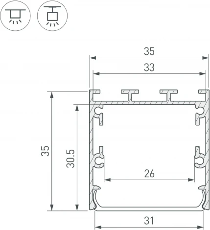 Профиль LINE-S-3535-3000 WHITE (Arlight, Алюминий) 041832