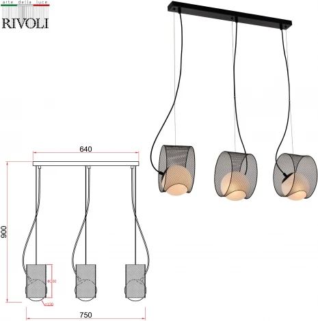 Светильник подвесной Mortualia 5149-203 3 х Е14 40 Вт