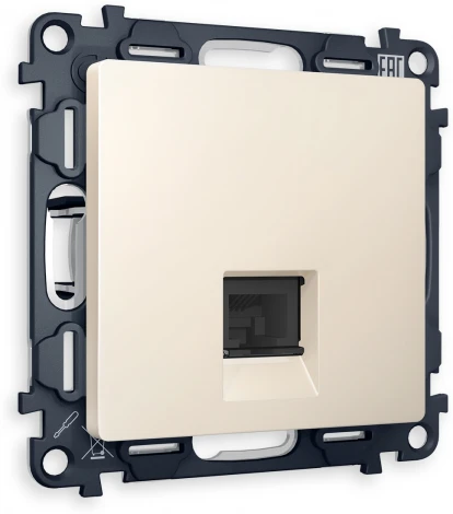 Комплект механизма Ambrella Volt компьютерной розетки ALFA MA332010 Бежевый матовый RJ-45(8P8C) CAT6 с защитной шторкой QUANT