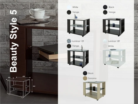 Стол журнальный BeautyStyle 5 венге/стекло черное от фабрики Mebelik