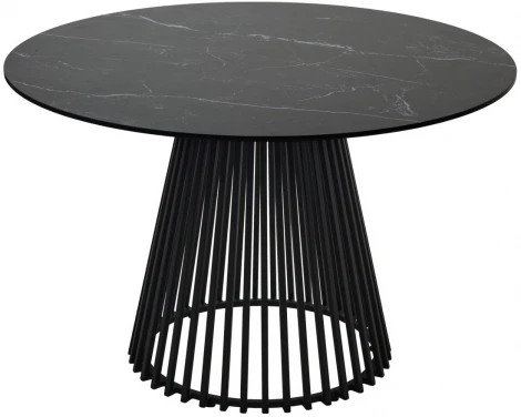 Стол TERNI 120 MATT BLACK MARBLE SOLID CERAMIC Черный мрамор матовый, керамика/Черный каркас М-City