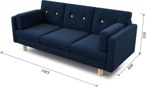 Диван Arsko прямой Ингвар Б велюр синий